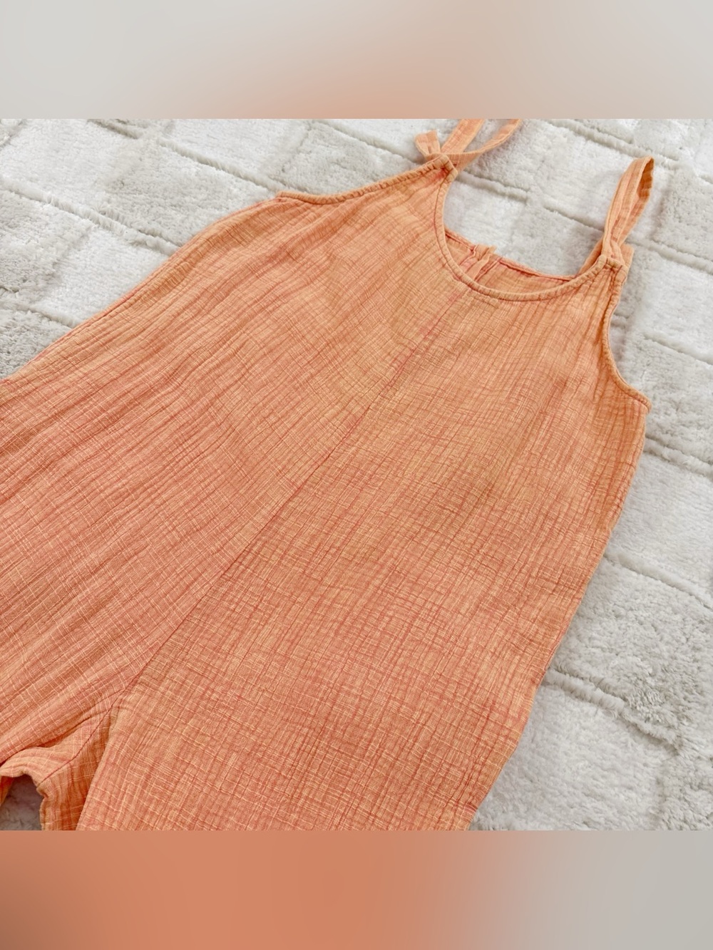 Women's Rust Orange Cotton Gauze Romper Jumpsuit Large - Picture 6 of 13
